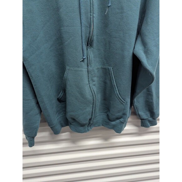 Fruit of the Loom Size Large Greenish Blue Zip Front Hoodie - Picture 3 of 6